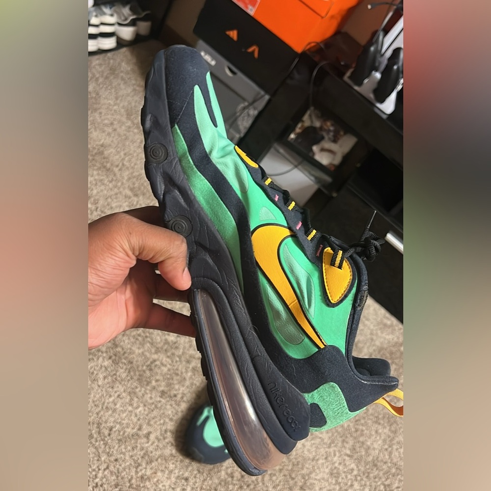 Nike Air Max 270 React Black and Yellow Sneakers